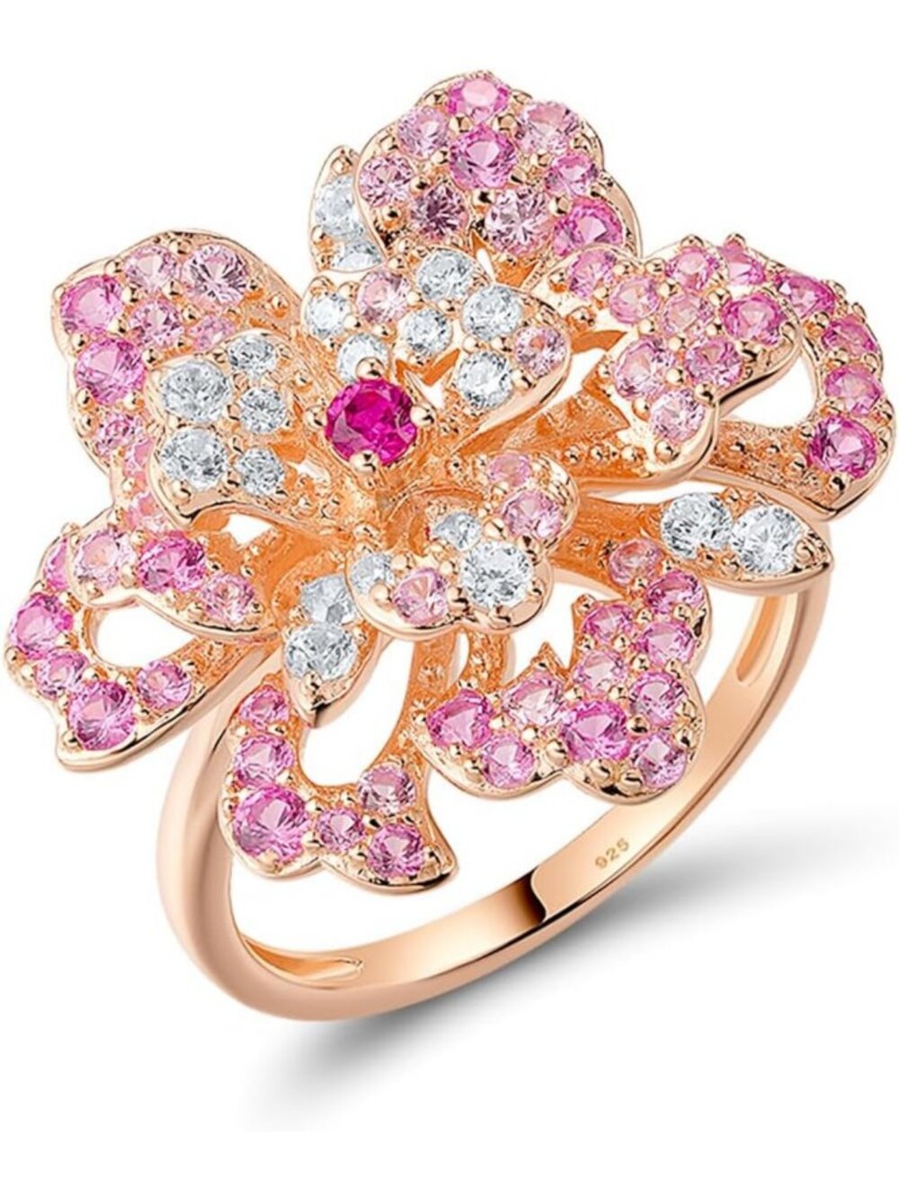 925 Sterling Silver Floral Ring - Elegant Single Flower Design, Perfect Gift